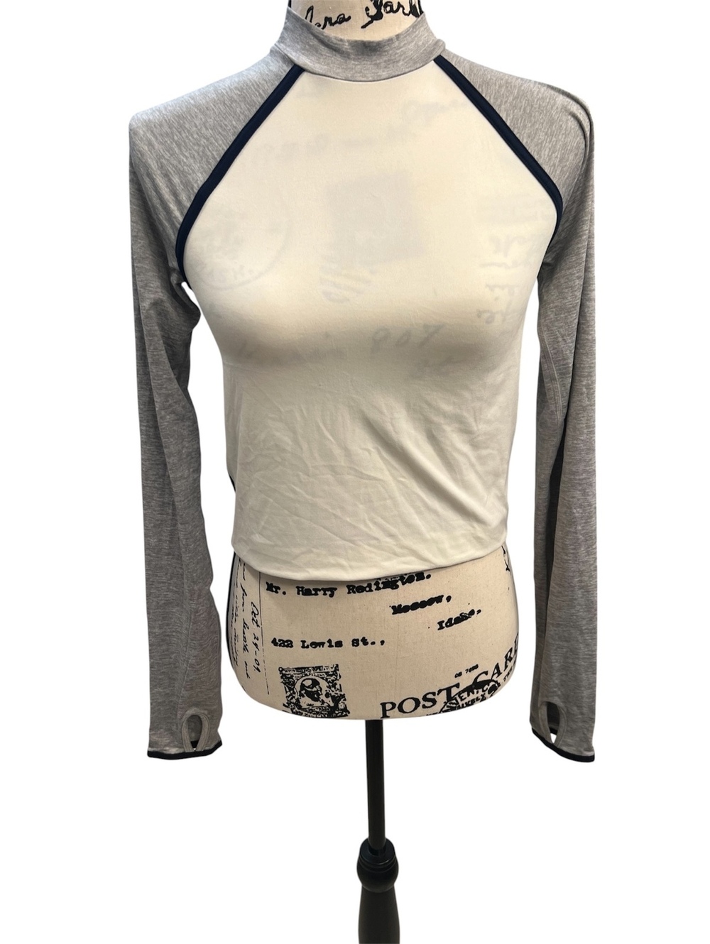 New Balance x J.Crew Crop Mock Neck Colorblock Long Sleeve Active Top